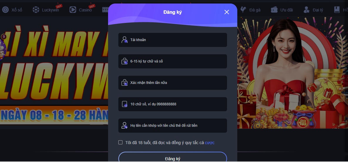 Đăng kí Luck888